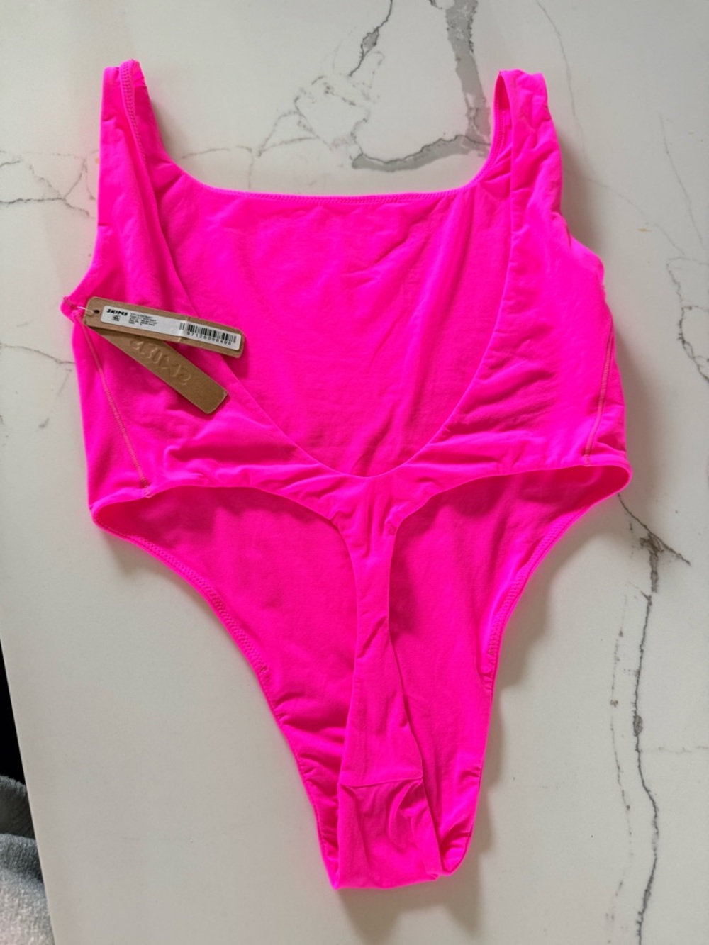 SKIMS Neon Hot Pink Scoop Neck Bodysuit